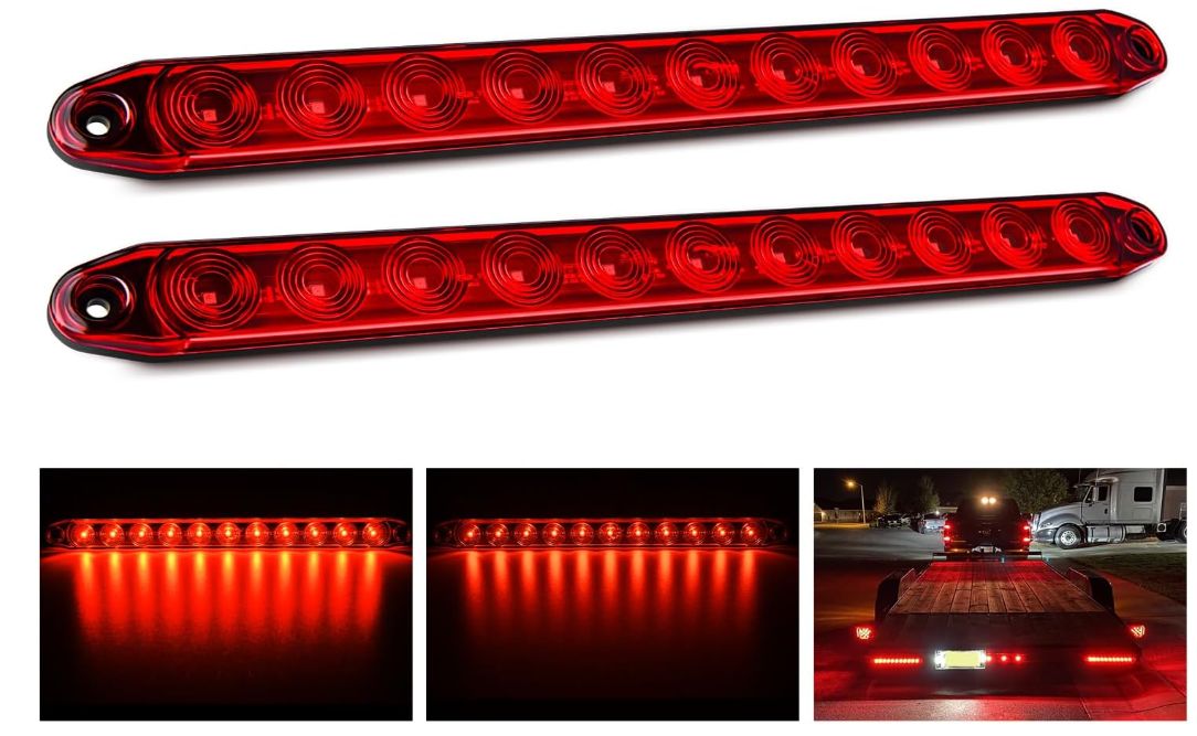NILIGHT 16IN 11 LED TRAILER LIGHT BAR-RED