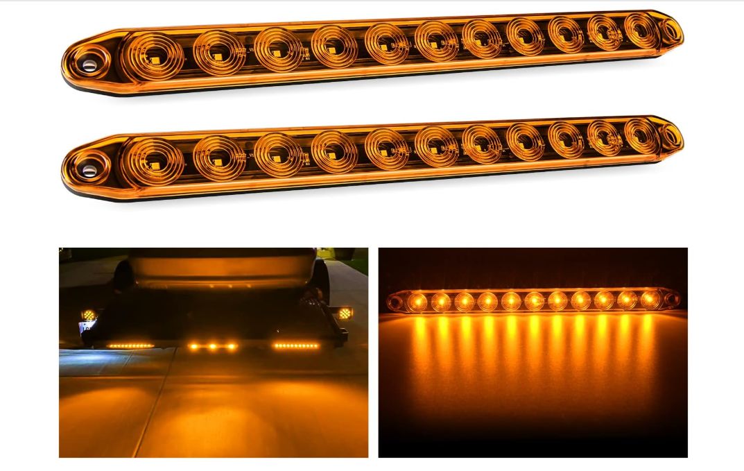 NILIGHT 16IN 11 LED TRAILER LIGHT BAR-AMBER