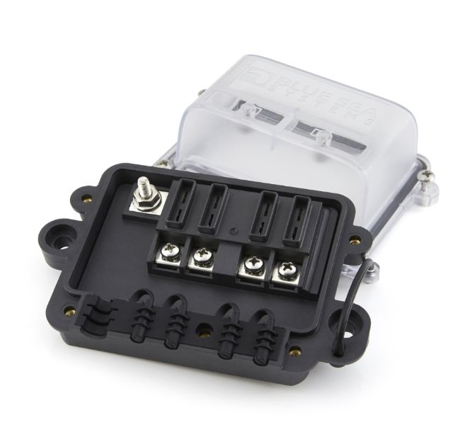 BLUE SEA SYSTEMS 5056 ST-Blade Fuse Block, Water Resistant, 4 Circuits, 80A, 32VDC