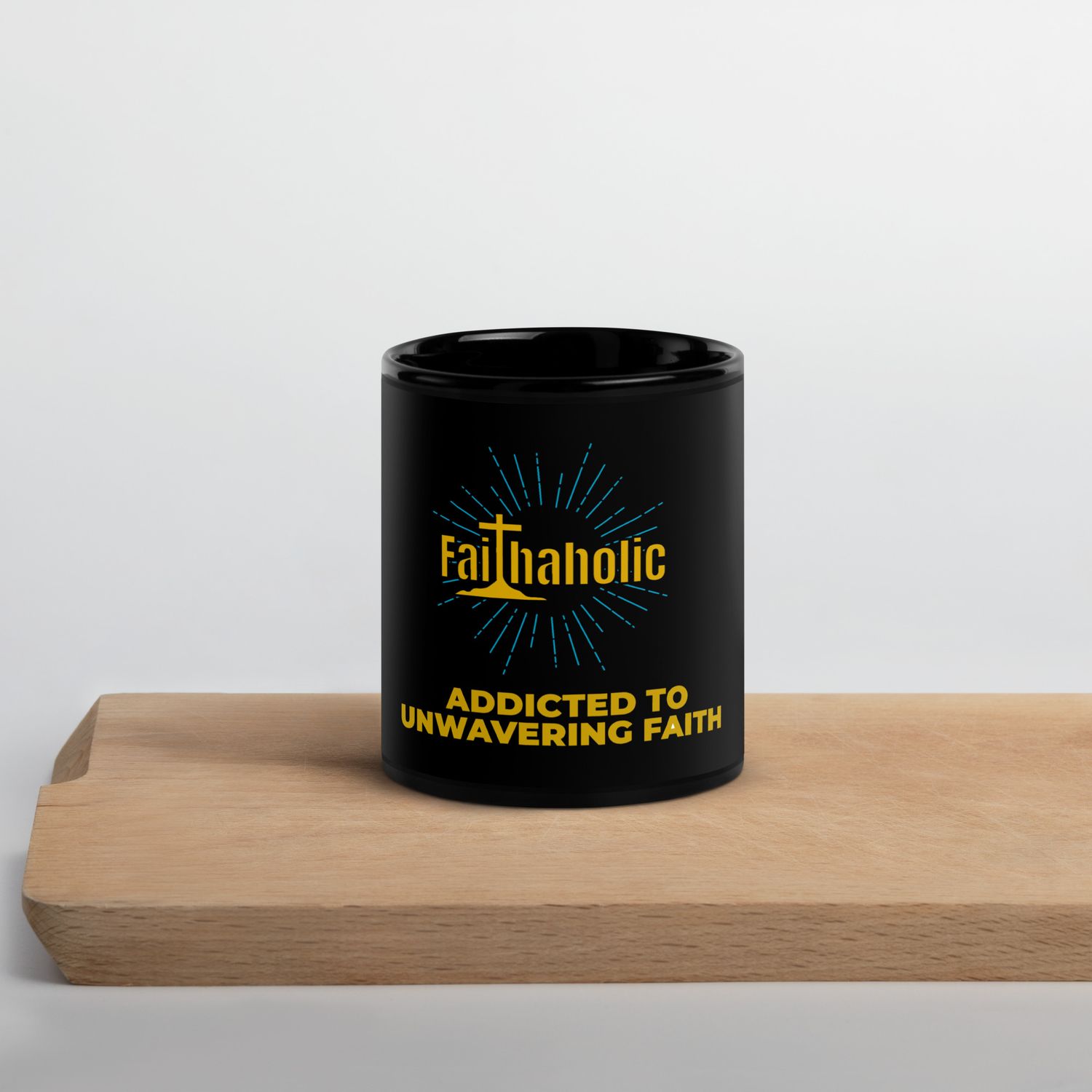 Faithaholic Black Glossy Mug