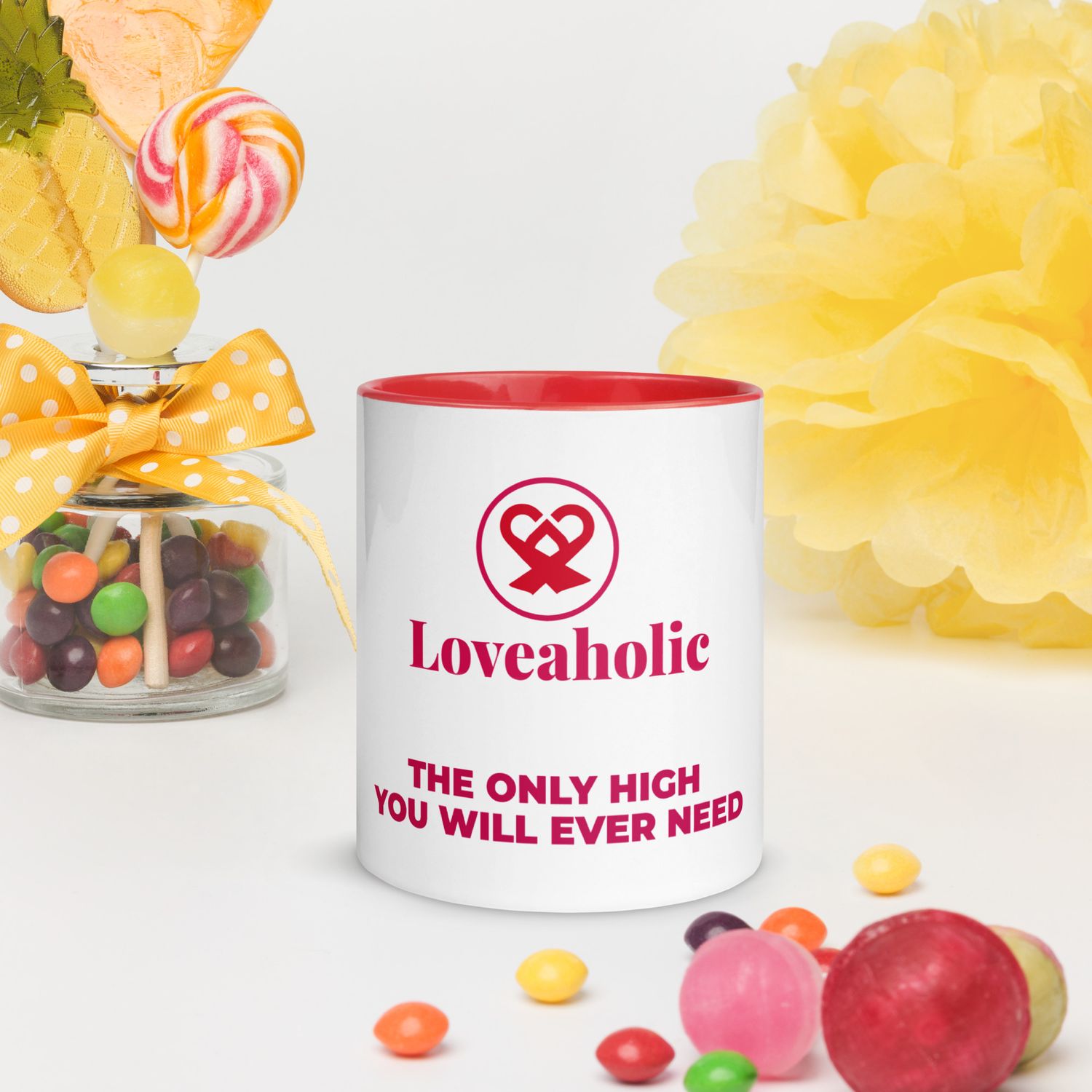 Loveaholic Mug with Color Inside