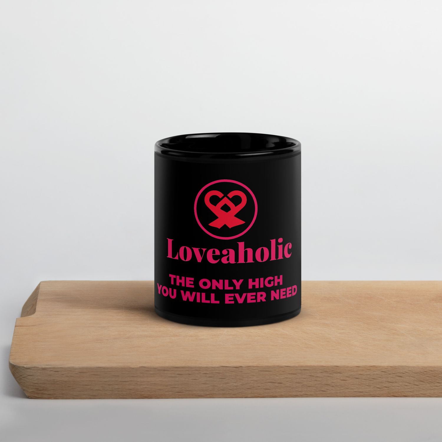 Loveaholic Black Glossy Mug