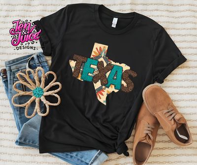 AZTEC, TURQUOISE, EMBOSSED LEATHER TEXAS