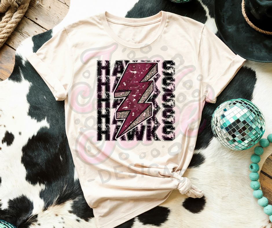 HAWKS MAROON/CHEETAH LIGHTENING BOLT