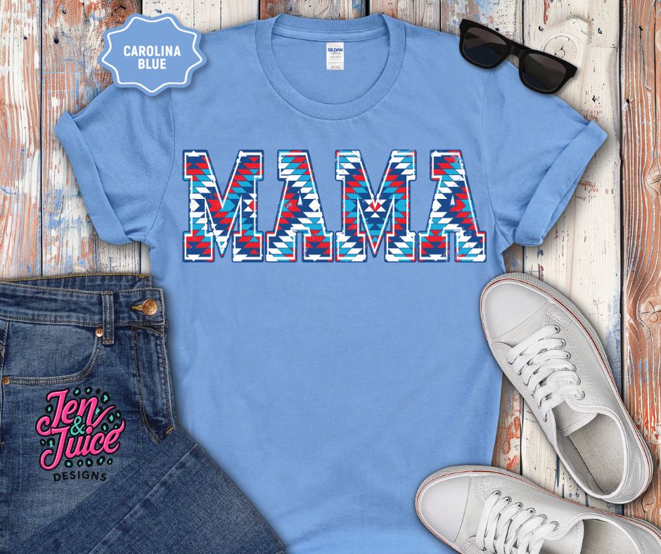 BLUE AND RED AZTEC MAMA