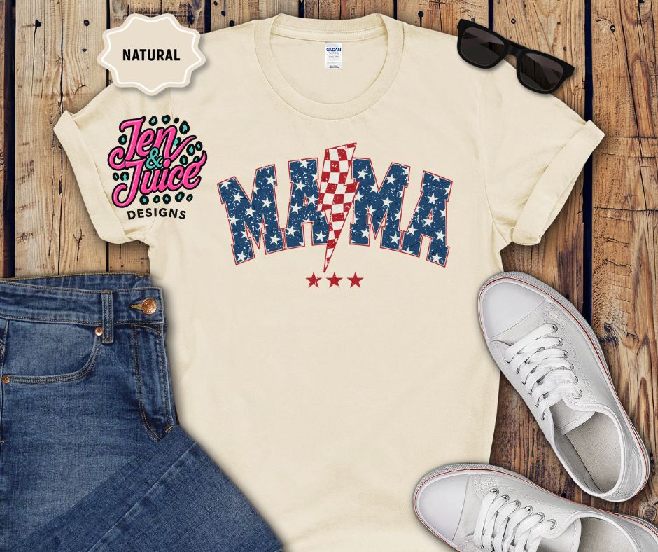 MAMA - RED CHECKERED LIGHTENING BOLT