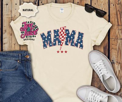 MAMA - RED CHECKERED LIGHTENING BOLT