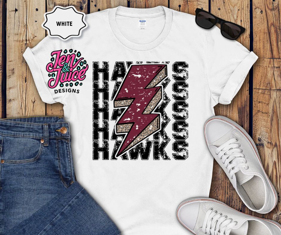 HAWKS MAROON/CHEETAH LIGHTENING BOLT