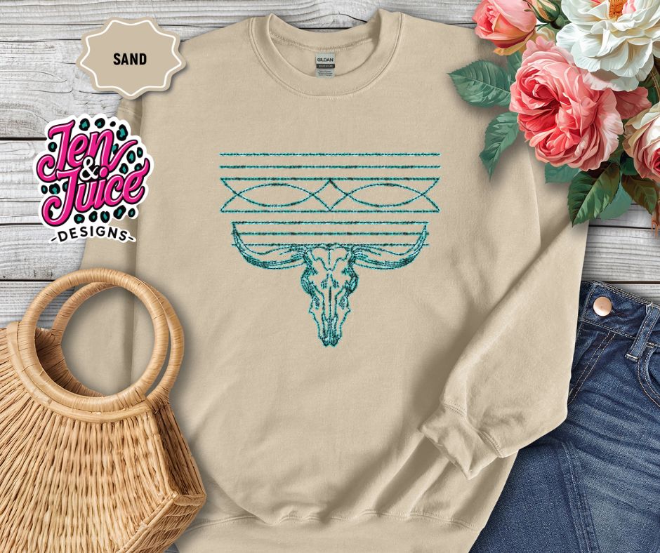 Turquoise Boot Stitch Longhorn
