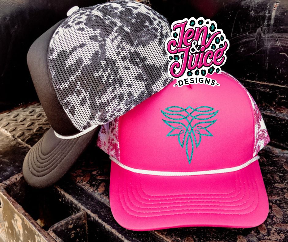Turquoise Boot Stitch Cow Print Hat