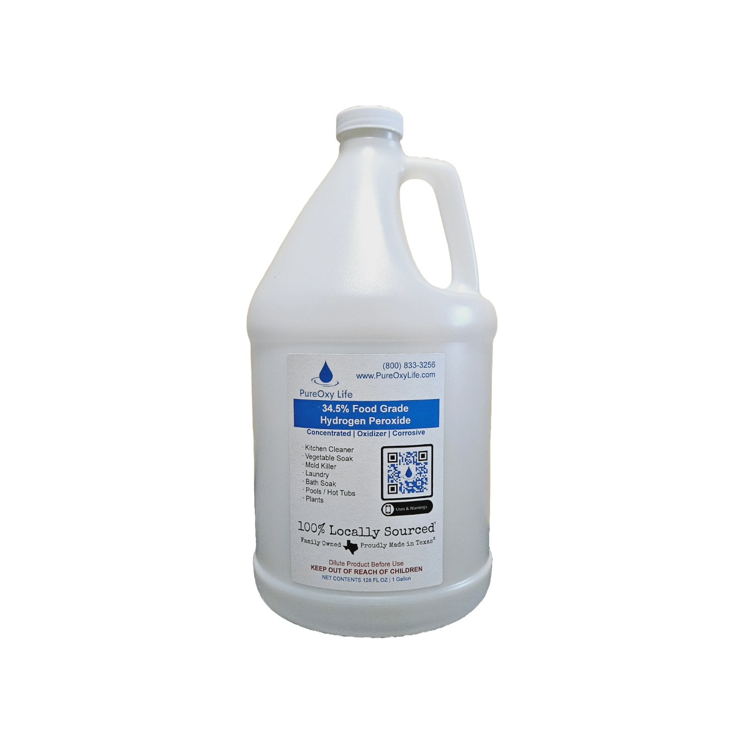 128oz - 34.5% PureOxy Life Food Grade Hydrogen Peroxide - Gallon Jug