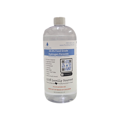 32oz - 34.5% PureOxy Life Food Grade Hydrogen Peroxide - Quart Bottle