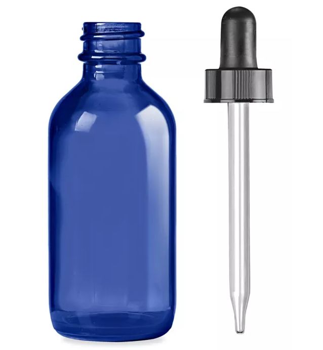 2oz Blue Glass Dropper Bottle