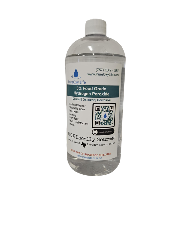 32oz - 3% PureOxy Life Food Grade Hydrogen Peroxide - Quart Bottle