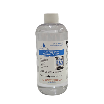16oz - 34.5% PureOxy Life Food Grade Hydrogen Peroxide - Pint Bottle
