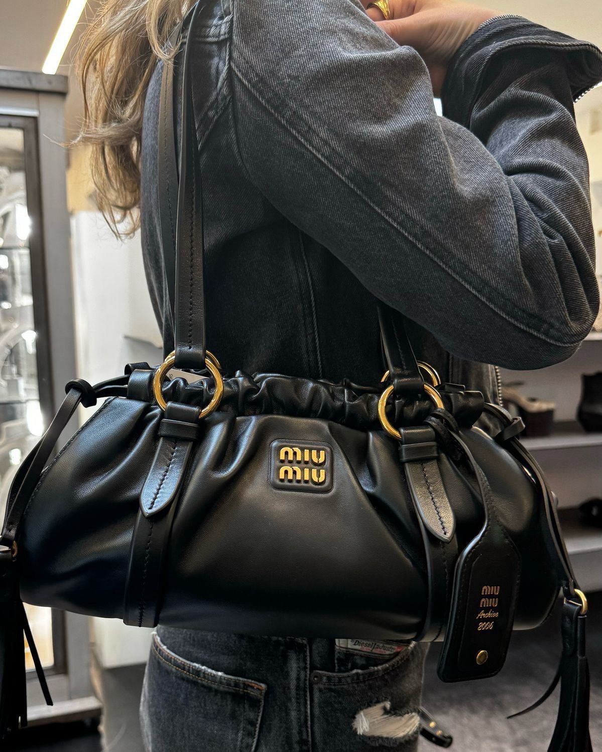 Midnight Allure Ruched Shoulder Bag