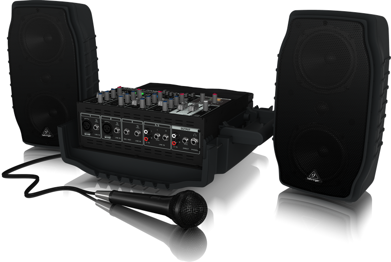 Behringer PPA200 - 5-канальная система звукоусиления, 2х75Вт, 4"+1", процессор эффектов KLARK TEKNIK и FBQ, микрофон XM1800S, кабели