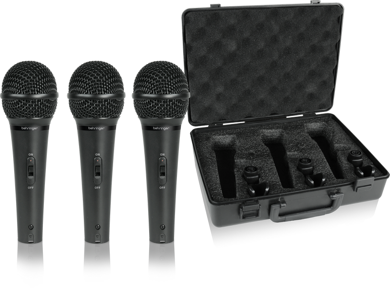 Behringer XM1800S комплект из 3 кардиоидных динамических микрофонов, 80-15000Гц, держатели, кейс