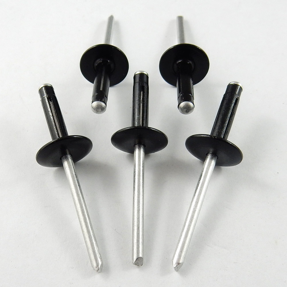 3/16 3/16" Large Head Black Exploding Rivet - 100 Pack