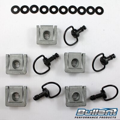Black D-Ring Motorcycle Fairing Dzus Fastener Kit - 5 Pk