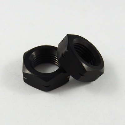 1/2" UNF Left Hand Jam Nut - Black Aluminium