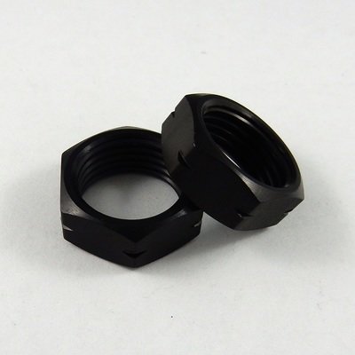 5/8" UNF Left Hand Jam Nuts - Black Aluminium