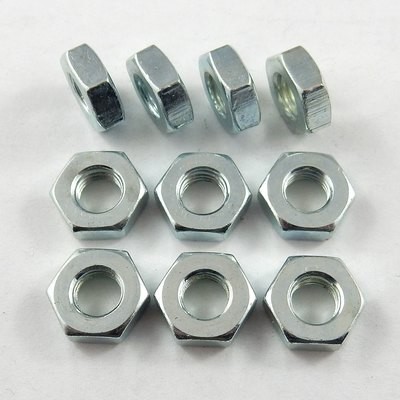 1/4" UNF Right Hand Jam Nuts - Steel - 10 Pack