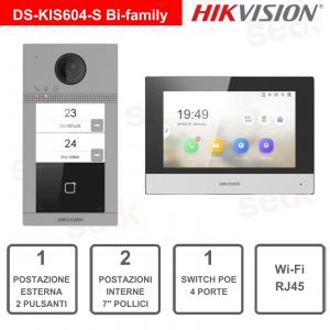 Kit videocitofonico IP Hikvision DS-KIS604-S/Bi-family
