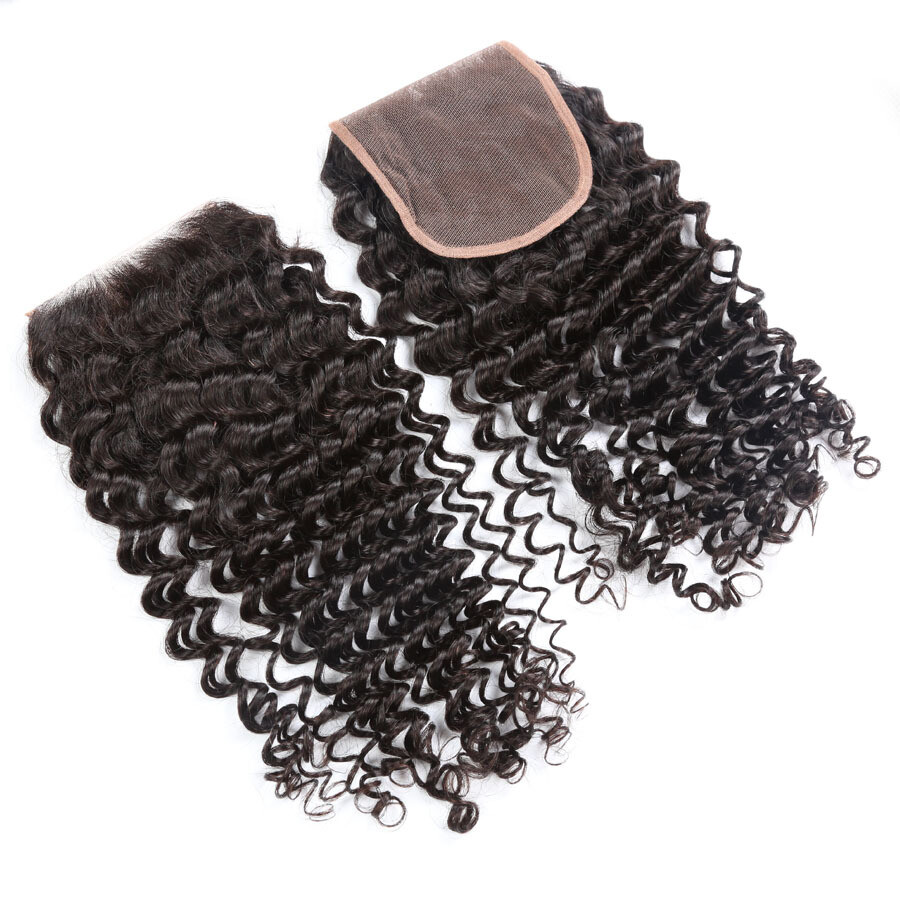 Brazilian Virgin Human Hair 8A Deep wave Free part Closure