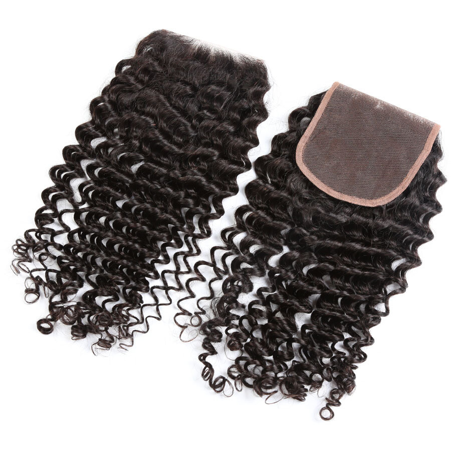 Brazilian Virgin Human Hair 8A Deep wave Free part Closure