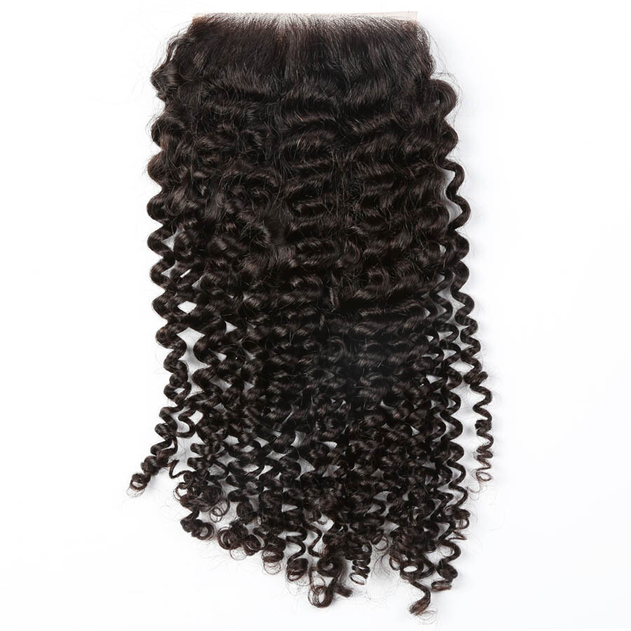 Brazilian Virgin Human Hair 8A Kinky Curly Free part Closure
