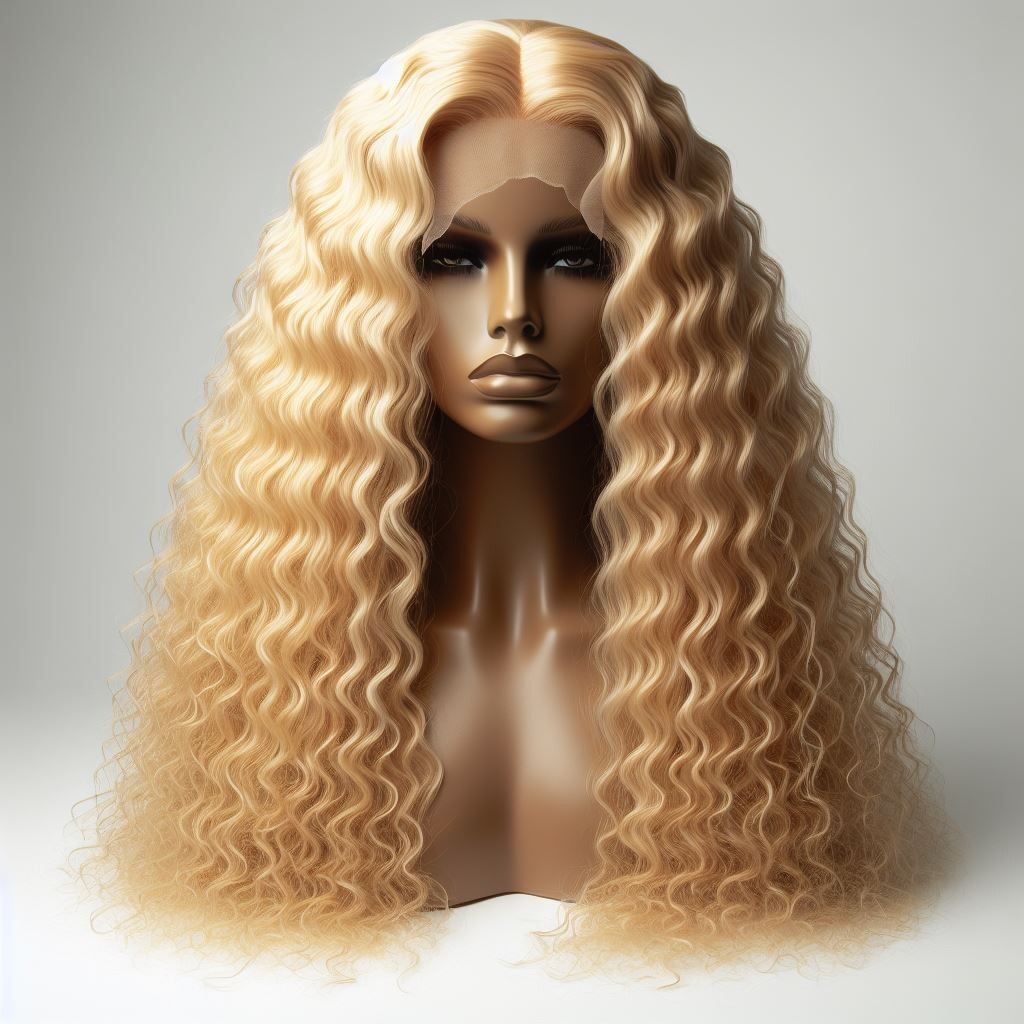 Gwen - 30inch deep wave #613 Blonde frontal  wand curly Wig 100% Human Hair