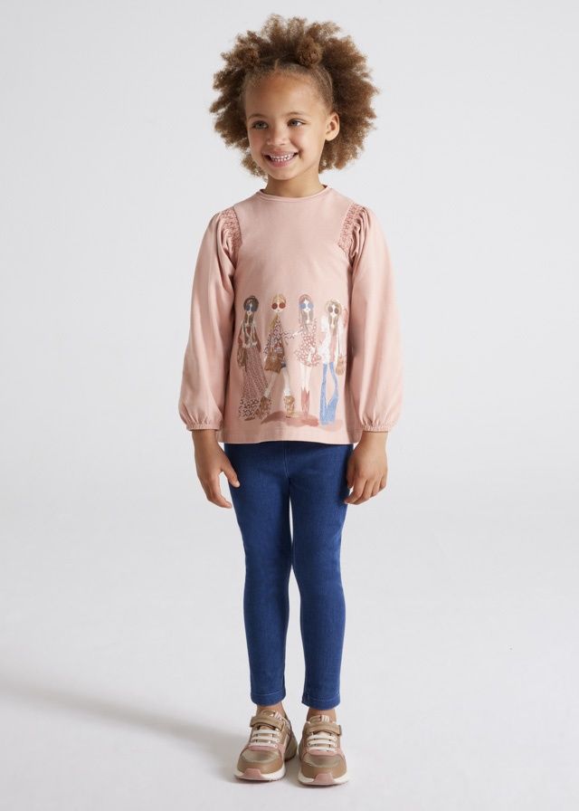 Girls Leggings &amp; Top Set 4767 - Rose/Denim