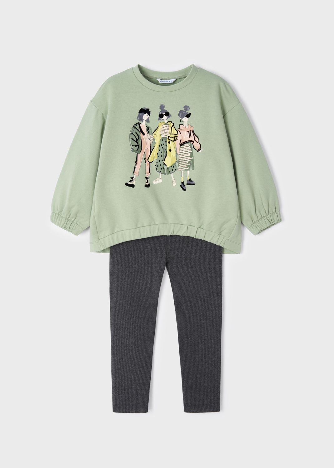 Girls Rib Knit Leggings &amp; Top Set 4772 - Mint