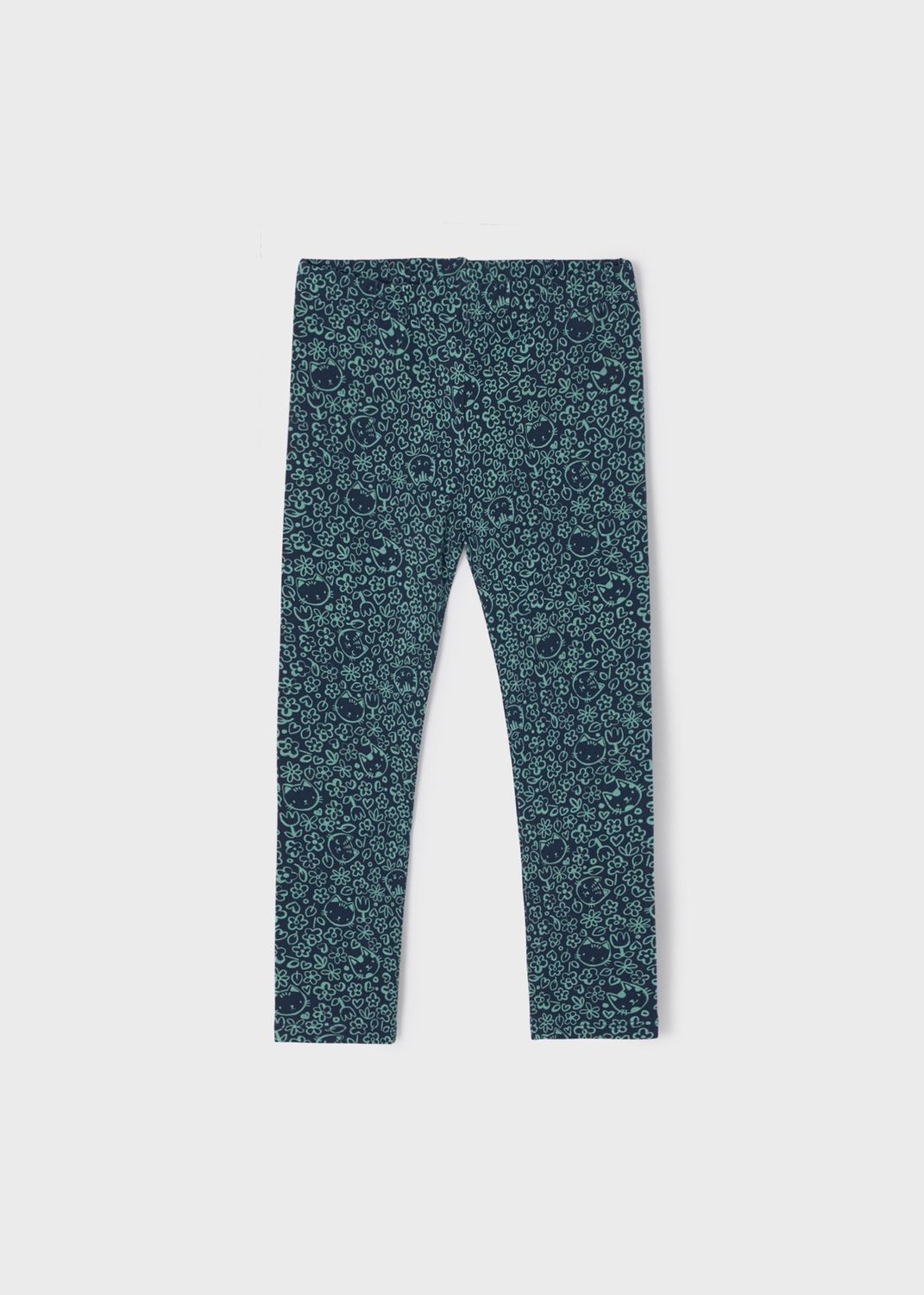 Girls Cat Print Leggings 4764 - Navy