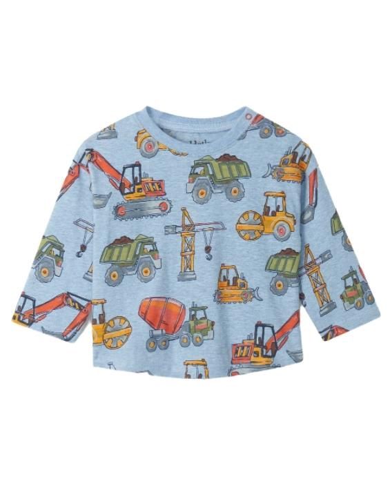 CONSTRUCTION TRUCKS LONG SLEEVE BABY TOP