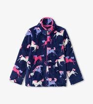 PRANCING HORSES FUZZY FLEECE ZIP UP