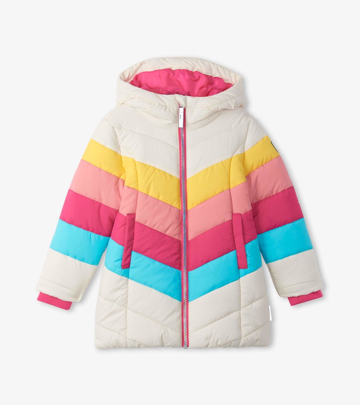 RETRO RAINBOW STRIPES PUFFER JACKET