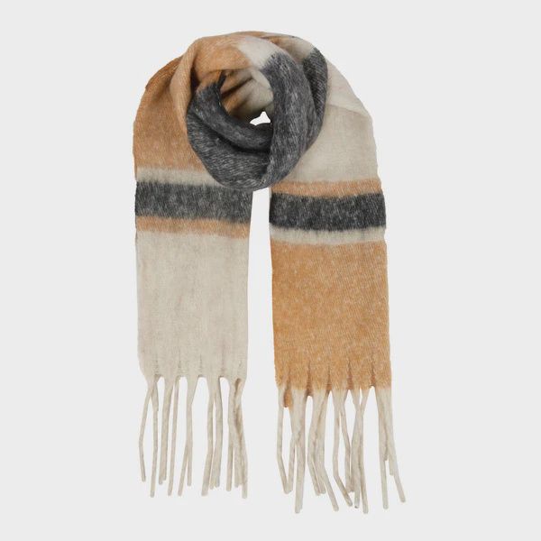 WIDE STRIPED BLANKET SCARF