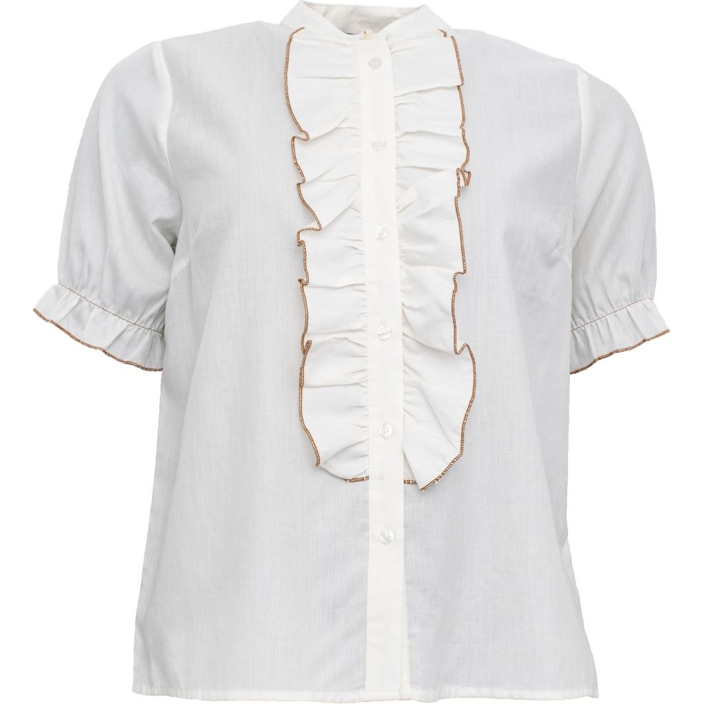 POPLIN FRILL SS SHIRT