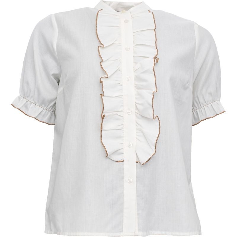 POPLIN FRILL SS SHIRT
