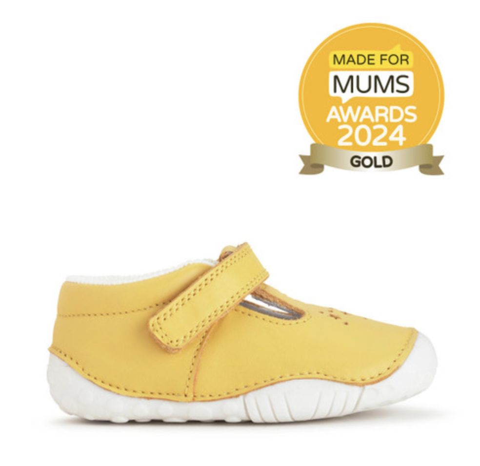 TUMBLE YELLOW LEATHER T-BAR PRE-WALKERS