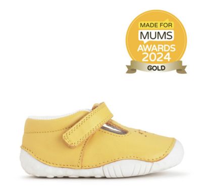 TUMBLE YELLOW LEATHER T-BAR PRE-WALKERS