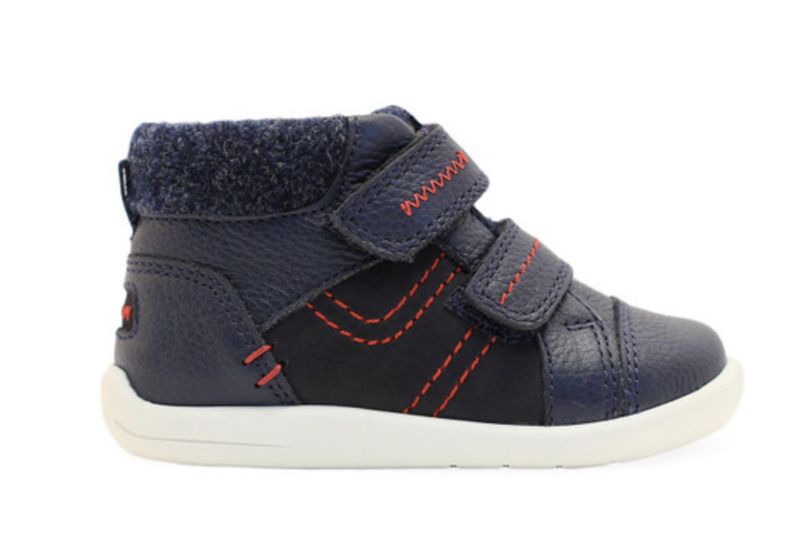 ADVENTURE NAVY LEATHER RIPTAPE FIRST BOOTS