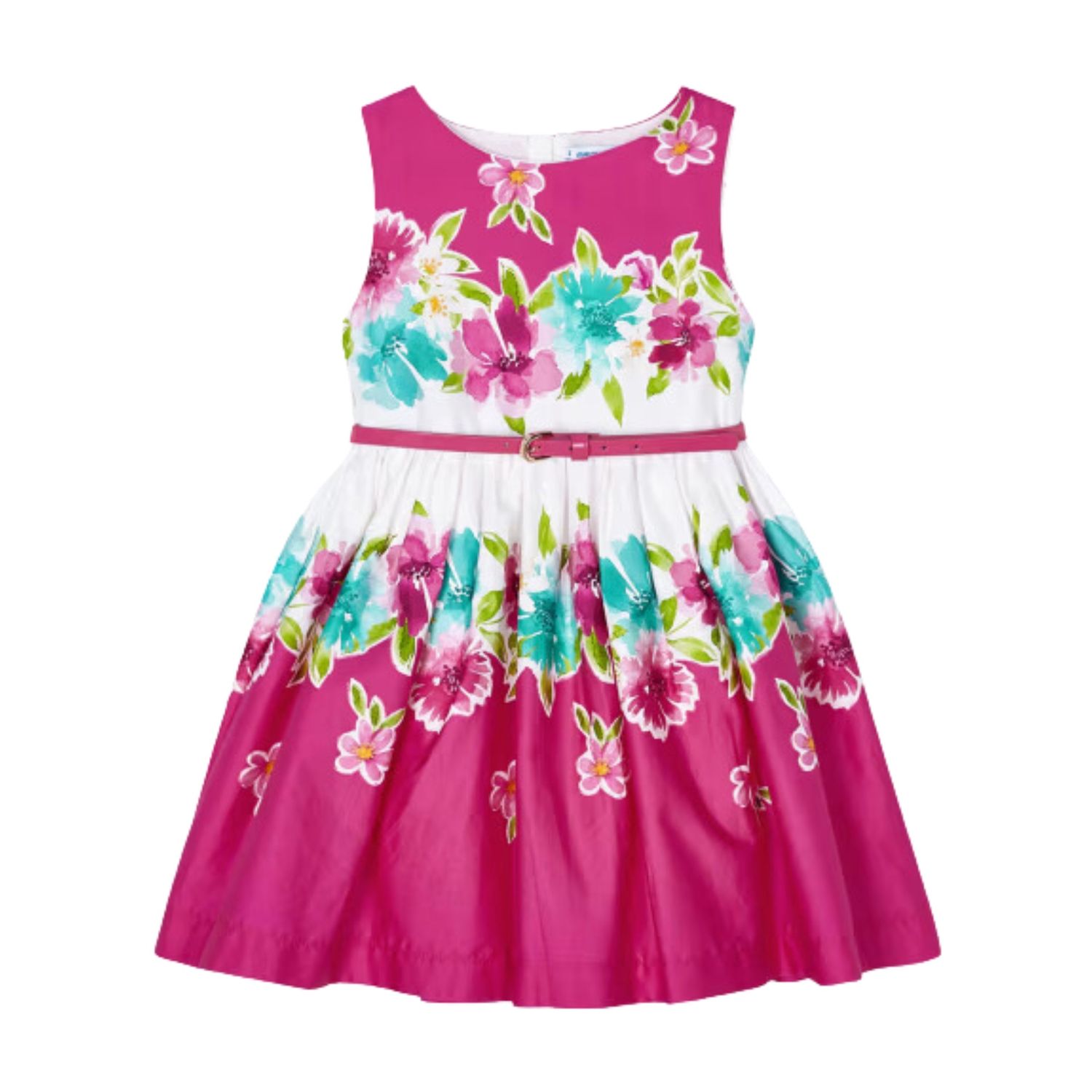 Girls Poplin Belted Dress 3921