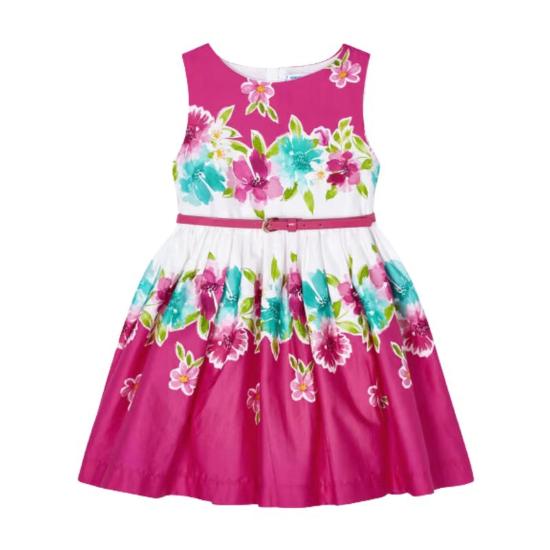 Girls Poplin Belted Dress 3921