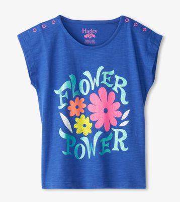 Flower Power Snap Up  Girls Tee