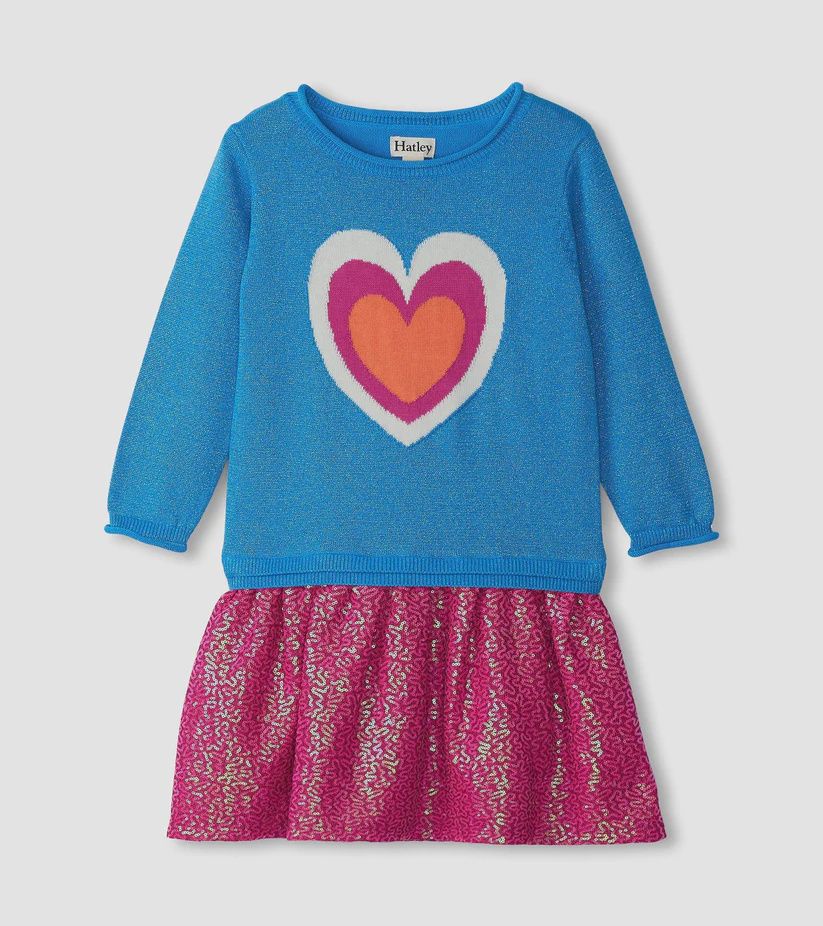 Hearts Dropped Waist Sweater Dress
