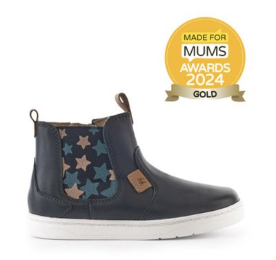 Energy Navy Leather Zip-Up Kids Ankle Boots
