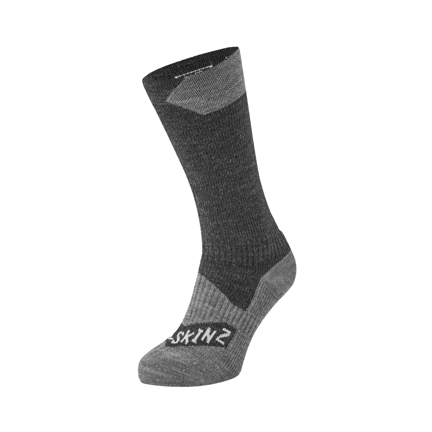 Raynham Waterproof All Weather Mid Length Sock, Size: S, Colour: Black/Grey Marl